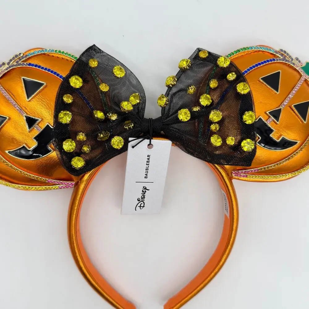 Baublebar Disney Orange Minnie Mouse Jack O Lantern Pumpkin Headband Ears NEW